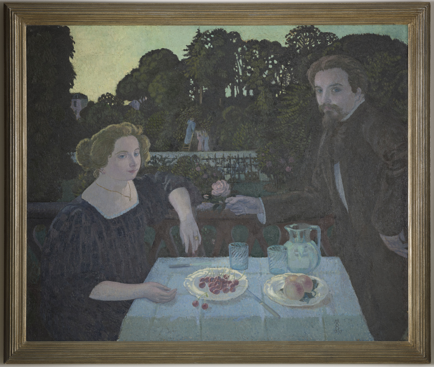 Le Dessert au jardin (donné dès 1897 par Druet dans son carnet) ; Portrait Marthe et Maurice Denis  (donné en 1943) ; Portrait de l'artiste et de sa femme au crépuscule (donné lors de l'exposition rétrospective de 1924) ; Portraits de M. Et Mme M.D (donné à la première présentation à l'exposition de 1897) ; Le Dessert au jardin ou Portrait de Marthe et Maurice Denis au crépuscule