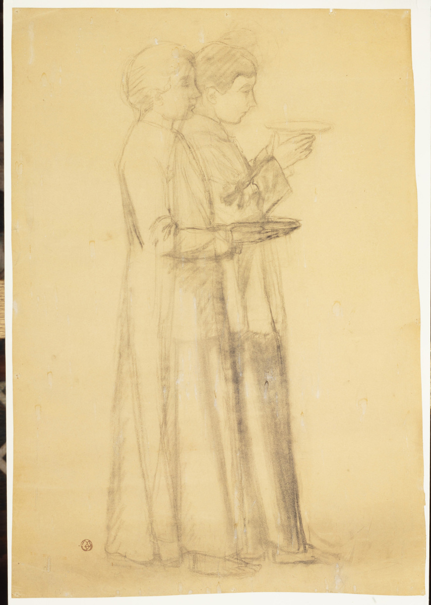 Le Sacerdoce chrétien (2). Détail: les enfants de chœur debout (pour le déambulatoire, décor de l'Eglise Sainte-Marguerite, Le Vésinet)