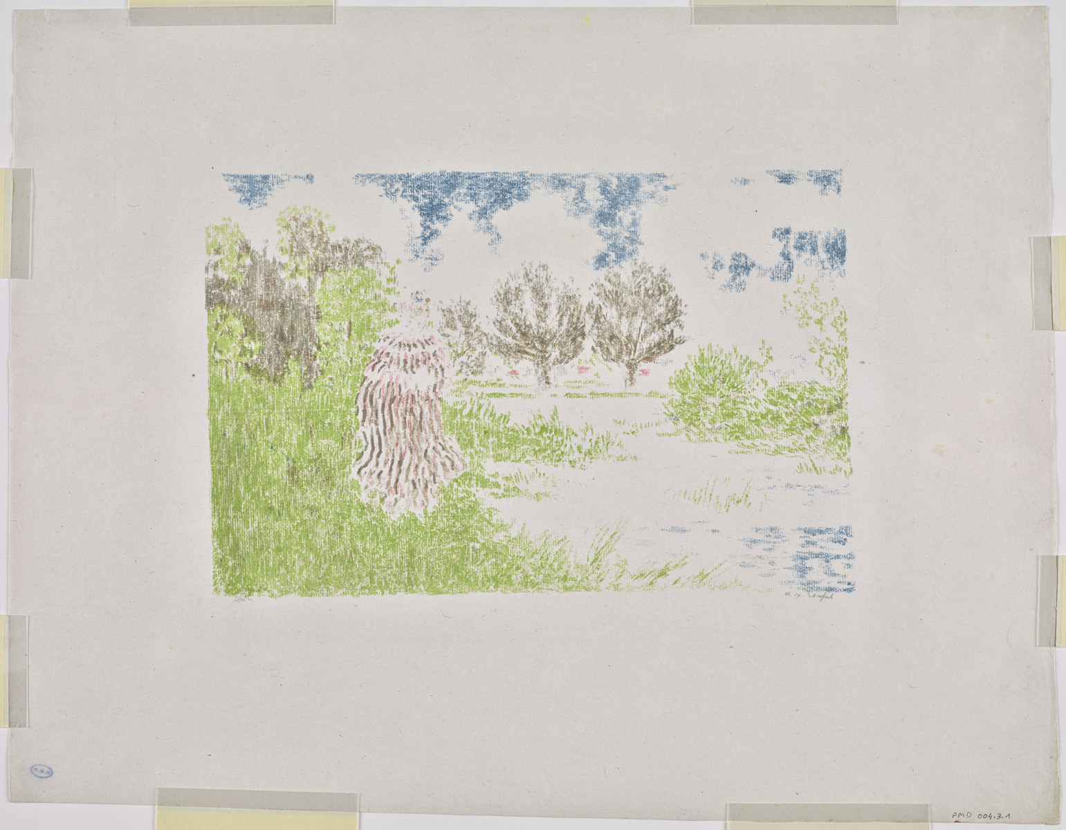 Femme en robe à rayures