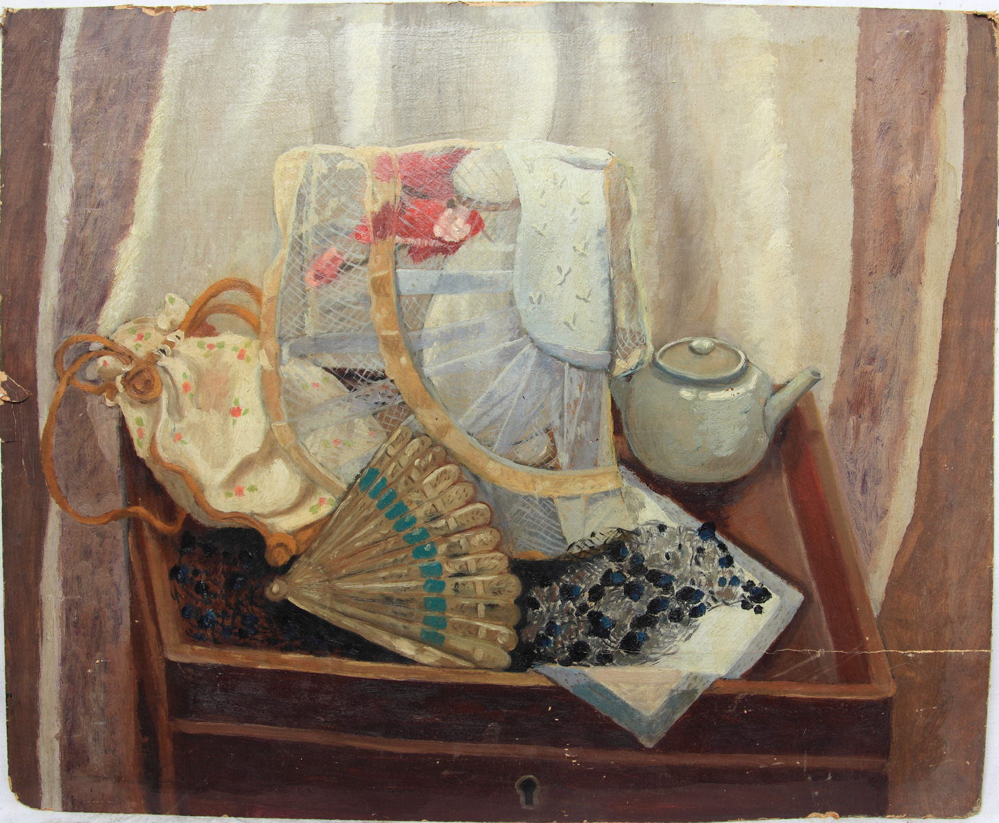 Nature morte à l'éventail, la mantille et à la théière