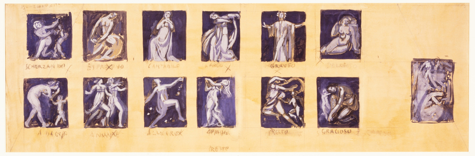 Les Mouvements musicaux, esquisse d'ensemble (pour l'exèdre de scène, décor du Théâtre des Champs-Elysées, Paris)