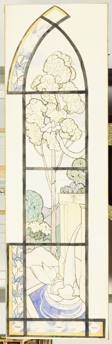 "Et lillium convallium" (2) (Second vitrail du côté de la chapelle de la Vierge, église Sainte-Marguerite du Vésinet) ; "Et lillium convallium" (2) Eglise du Vésinet : déambulatoire de l'Eglise sainte Marguerite