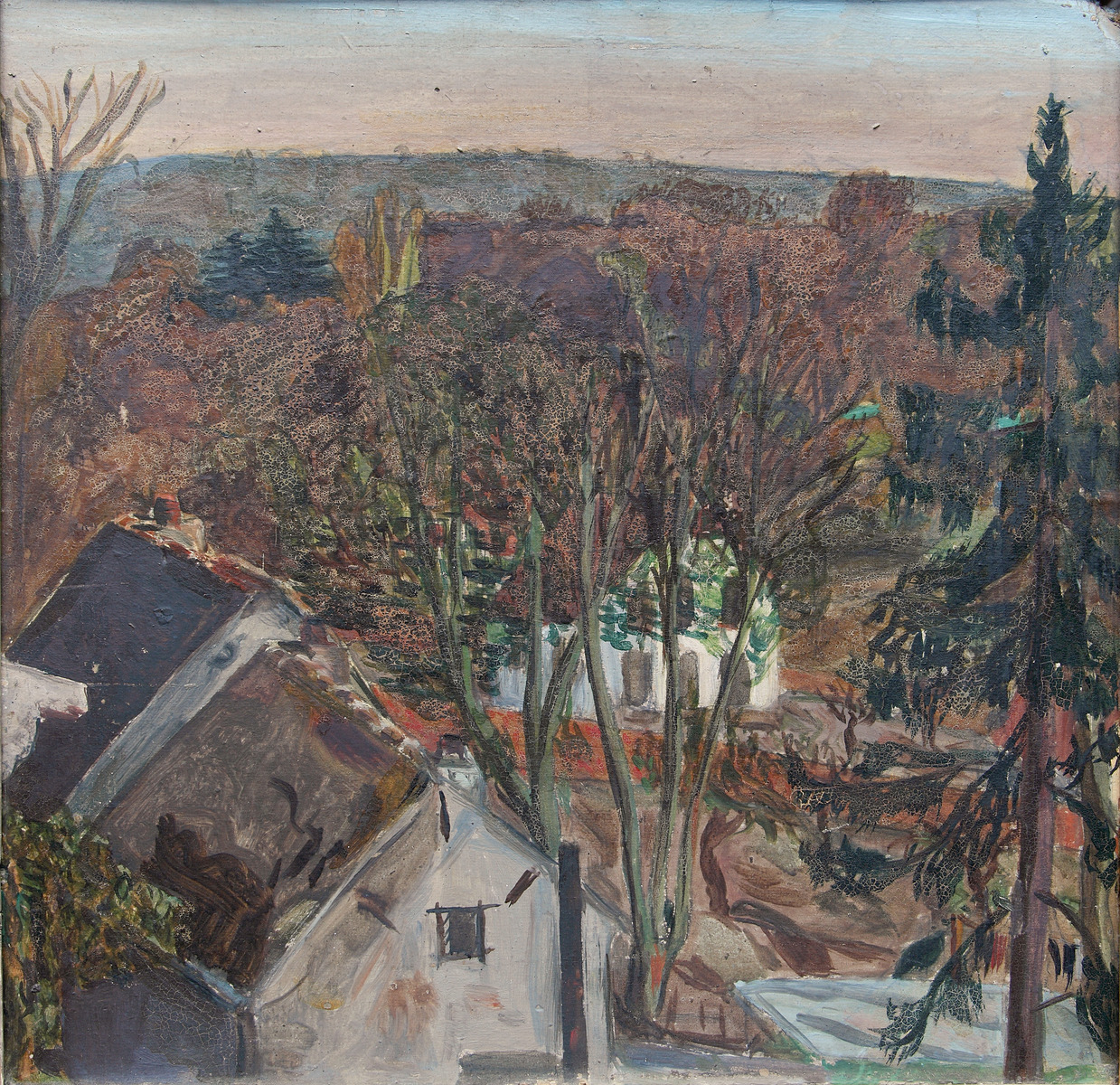 Vieilles maisons ((n'existant plus) situées 4 rue MD (prise de mon petit atelier au Prieuré, remplacée en 1930 par l'actuel n° 4))