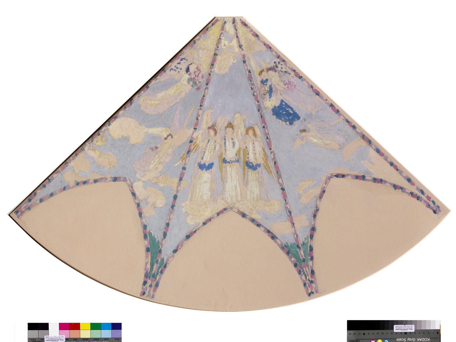 L'Assomption, esquisse du plafond de la chapelle de la Vierge, côté entrée (décor de l'Eglise Sainte-Marguerite, Le Vésinet)