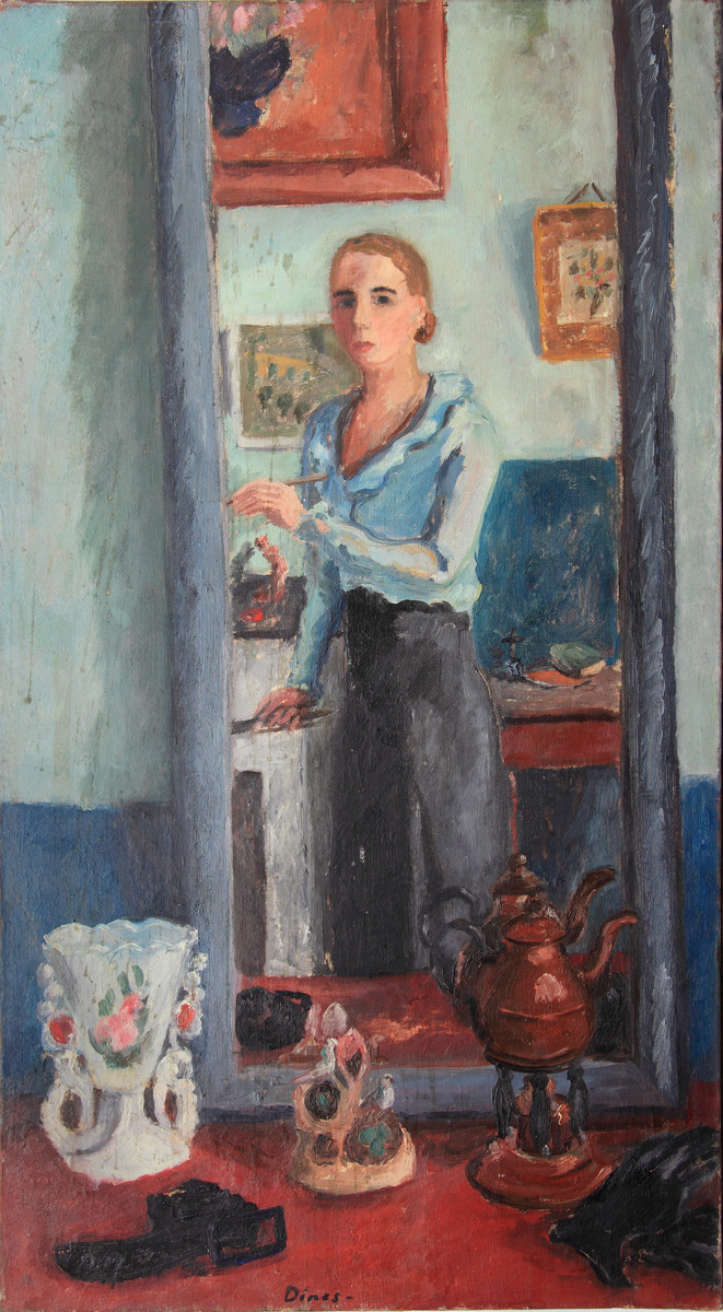 Autoportrait au miroir en train de peindre