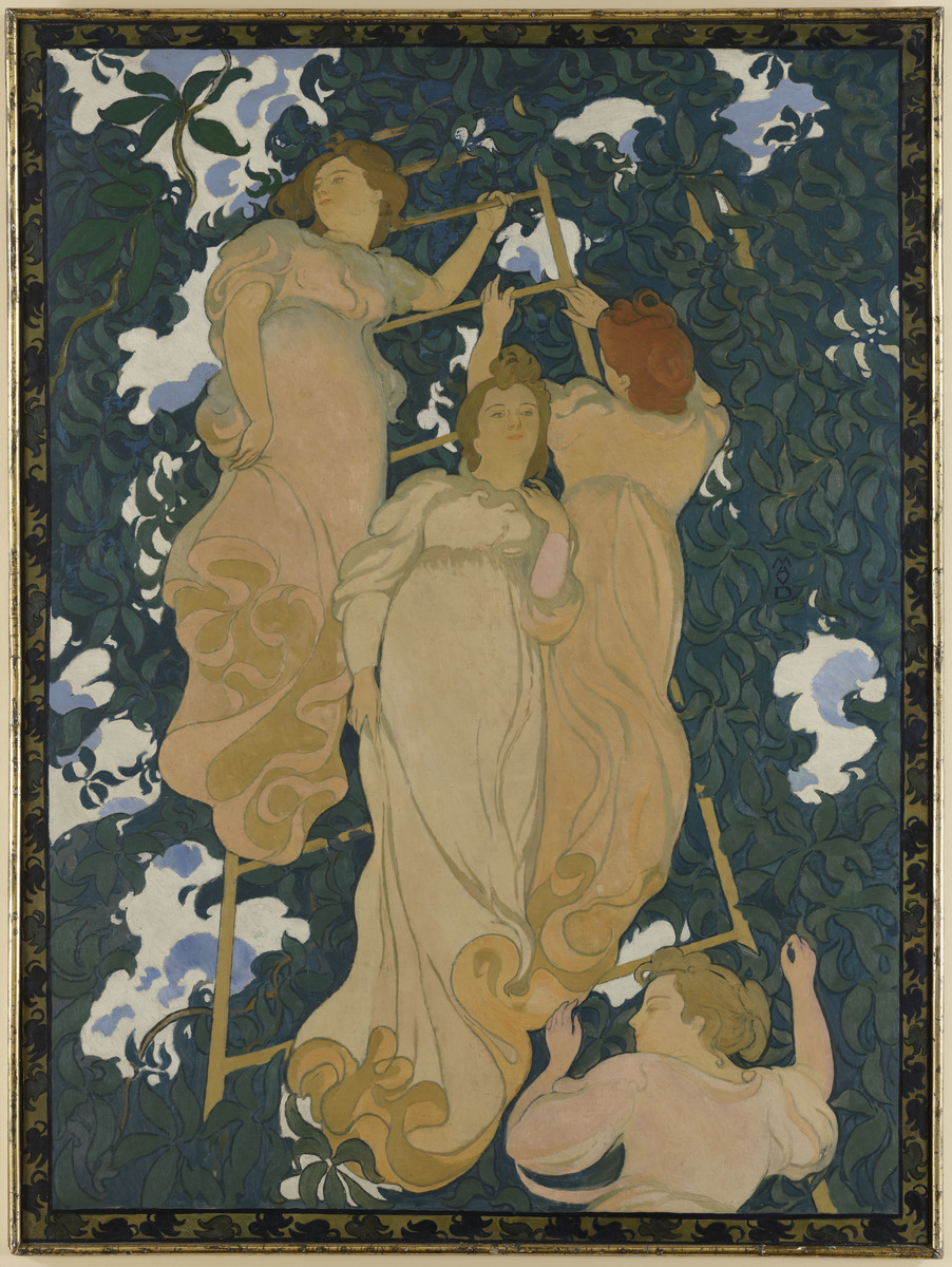 Arabesques poétiques pour la décoration d'un plafond (titre donné à l'exposition de 1892 au château de Saint-Germain-en-Laye) ; L'Echelle dans le feuillage ; L'Echelle dans le feuillage. Plafond peint pour Henri Lerolle