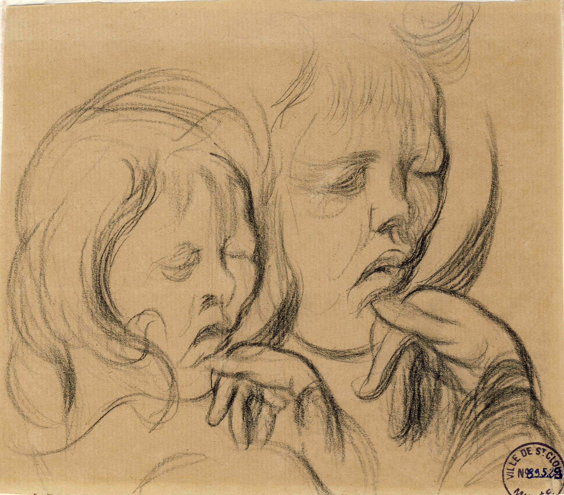 Deux études de visage de fillette affligée (titre du registre d'inventaire)
