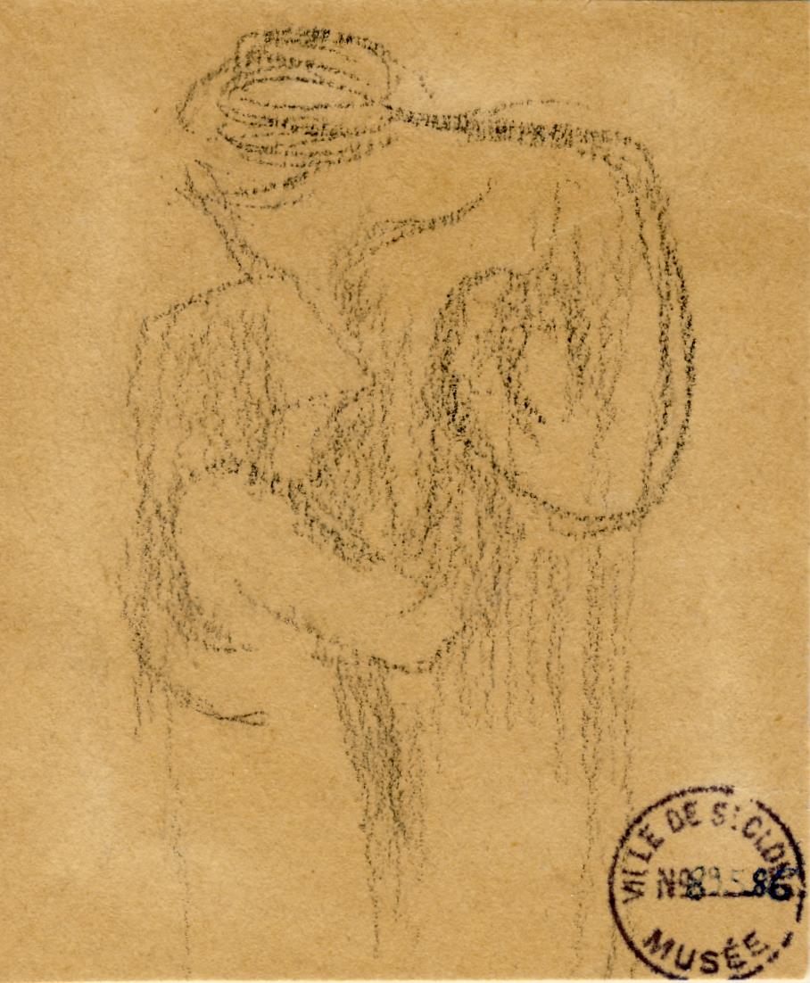 Etude de deux silhouettes enlacées mère et sa fille