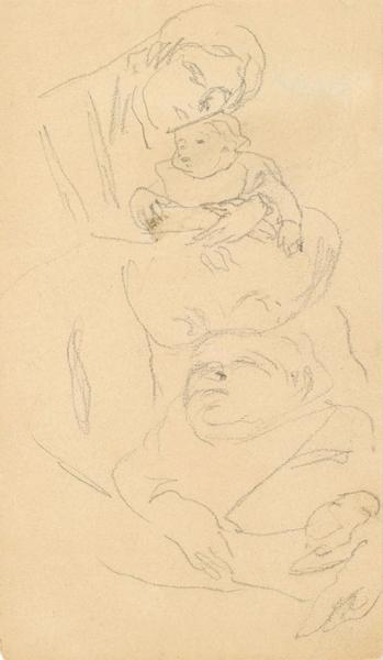 2 Etudes d'une mère tenant un bébé dans ses bras (titre du registre d'inventaire)