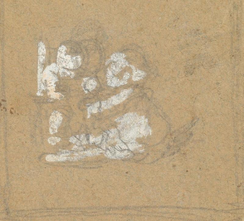 Deux jeunes enfants face à face dont un bébé sur une chaise haute (titre du registre d'inventaire)