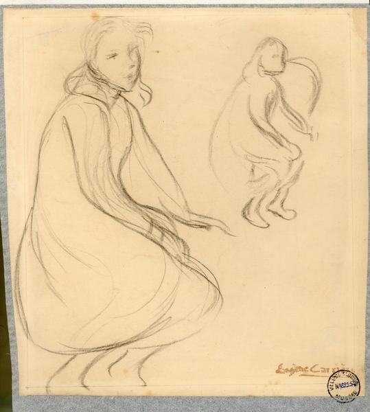 Deux études de fillettes de profil (titre du registre d'inventaire)