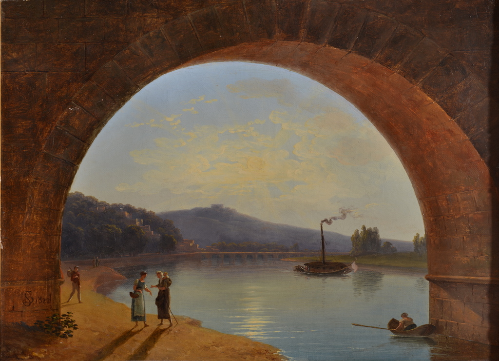Vue de Saint-Cloud et du Mont-Valérien à travers le pont de Sèvres