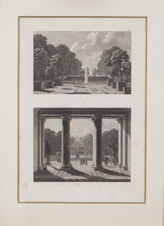 Vue des parterres à l’Ouest du Palais de St Cloud