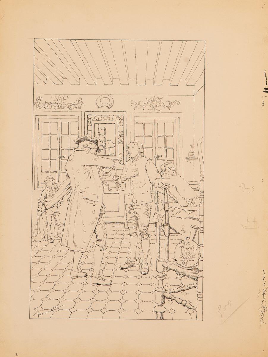 Voyage de Paris à Saint-Cloud par terre et par mer. Le voyageur va payer son perruquier