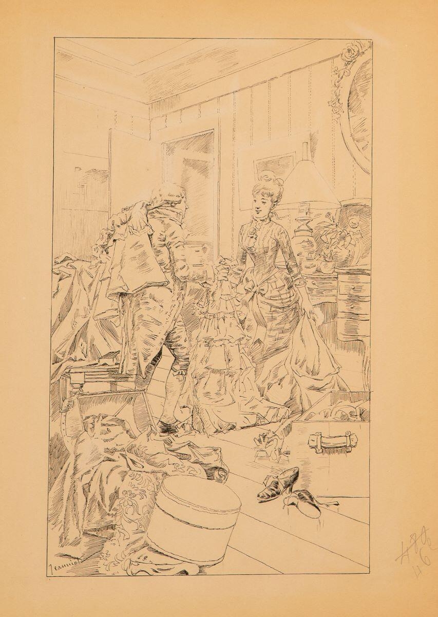 Voyage de Paris à Saint-Cloud par terre et par mer. Le voyageur aide Henriette à faire ses malles