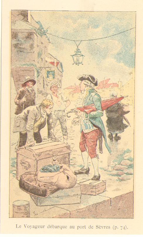 Voyage de Paris à Saint-Cloud par terre et par mer. Le voyageur débarque au port de Sèvres