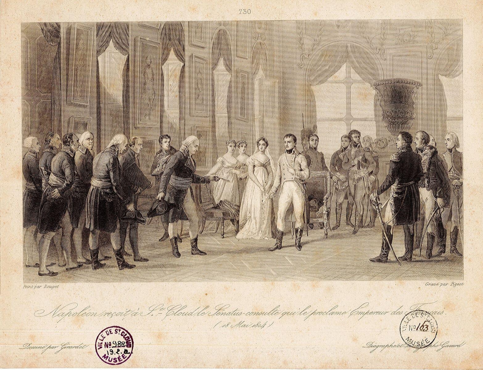 Napoléon reçoit à Saint-Cloud le Senatus-consulte qui le proclame Empereur des Français - 18 mai 1804