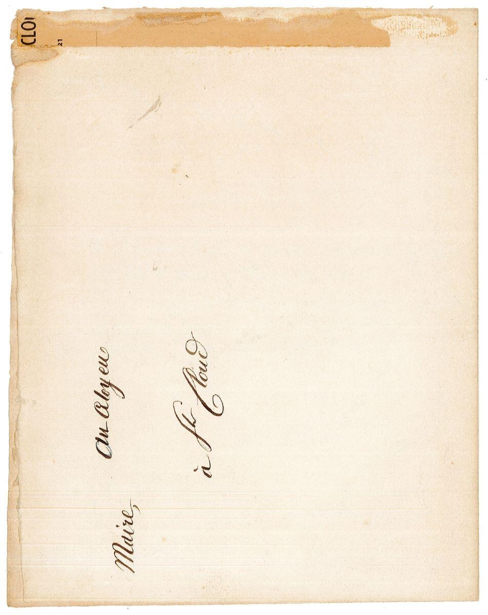 Lettre du préfet Germain Garnier du département de Seine et Oise au maire de Saint-Cloud 9 messidor an XI (28 juin 1803)