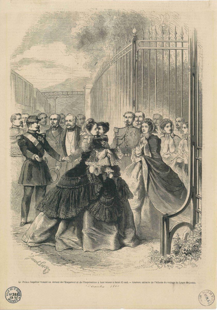 Le Prince Impérial venant au devant de l'Empereur et de l'Impératrice à leur retour à Saint-Cloud
