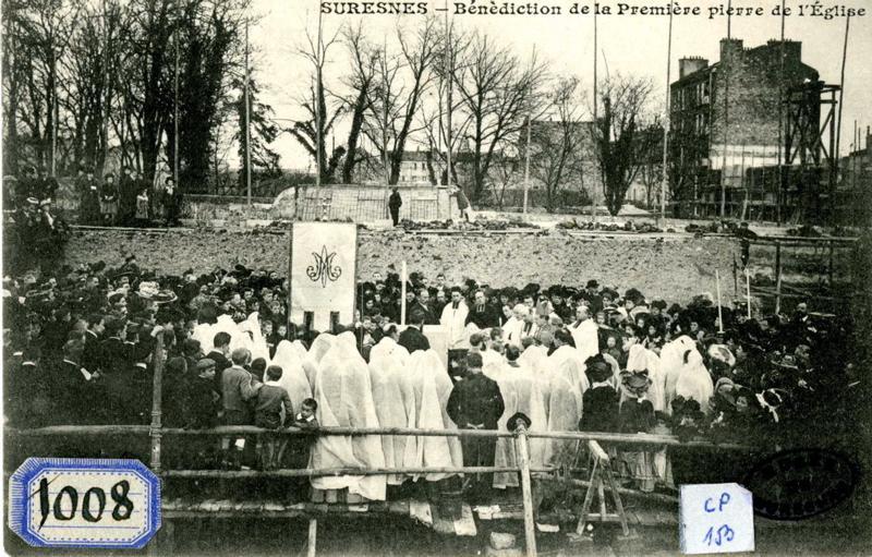 Suresnes, Bénédiction de la première pierre de l'Eglise
