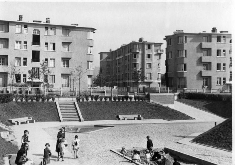 Vue de la cité-jardins - Square Léon Bourgeois (Titre fictif)