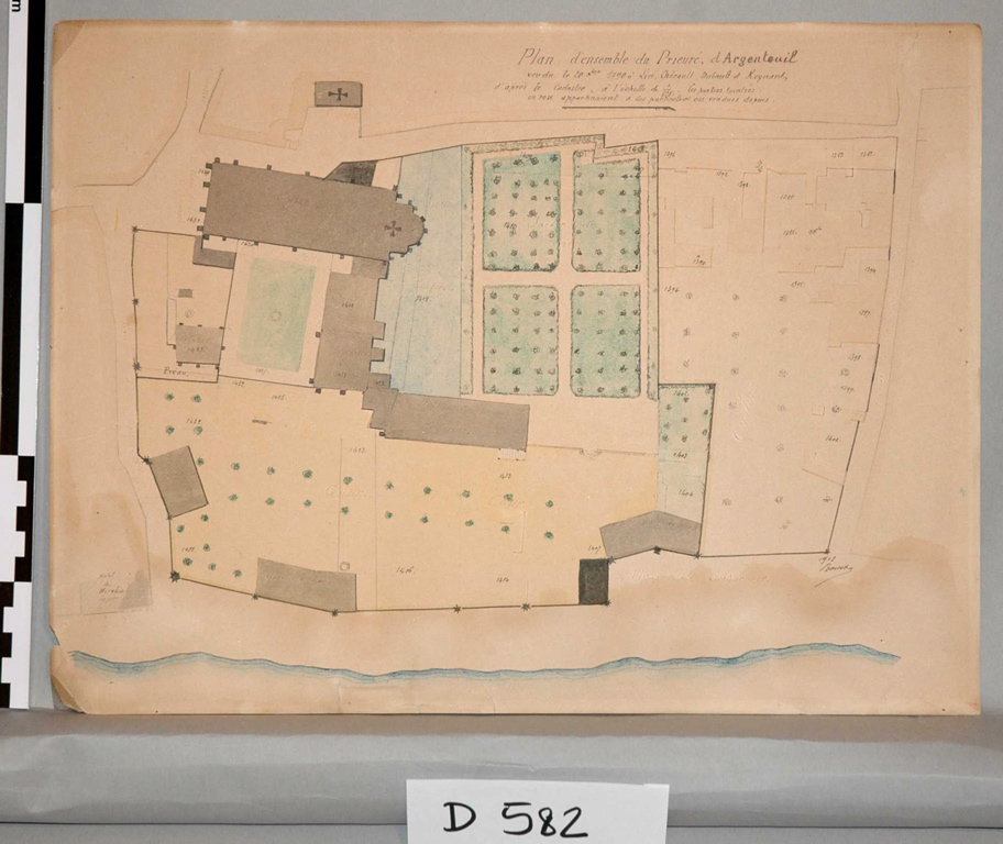 Plan d’ensemble du Prieuré d’Argenteuil d’après le cadastre