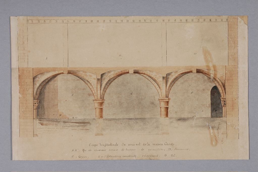 Plan de coupe longitudinale de la cave, 93 grande rue