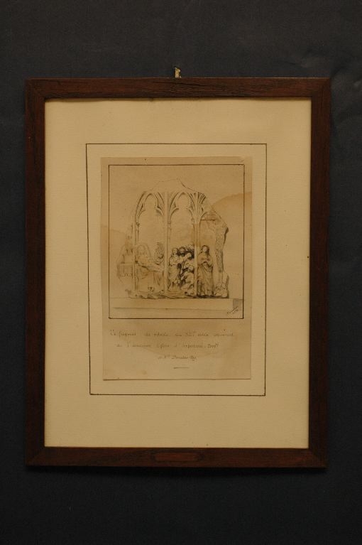 Dessin d’un retable de l’ancienne église d’Argenteuil ; La mort de la Vierge