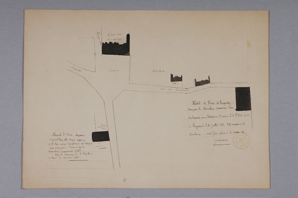 Plan figurant l’abbaye et la maison de Victor de Riquetti (marquis de Mirabeau, père)