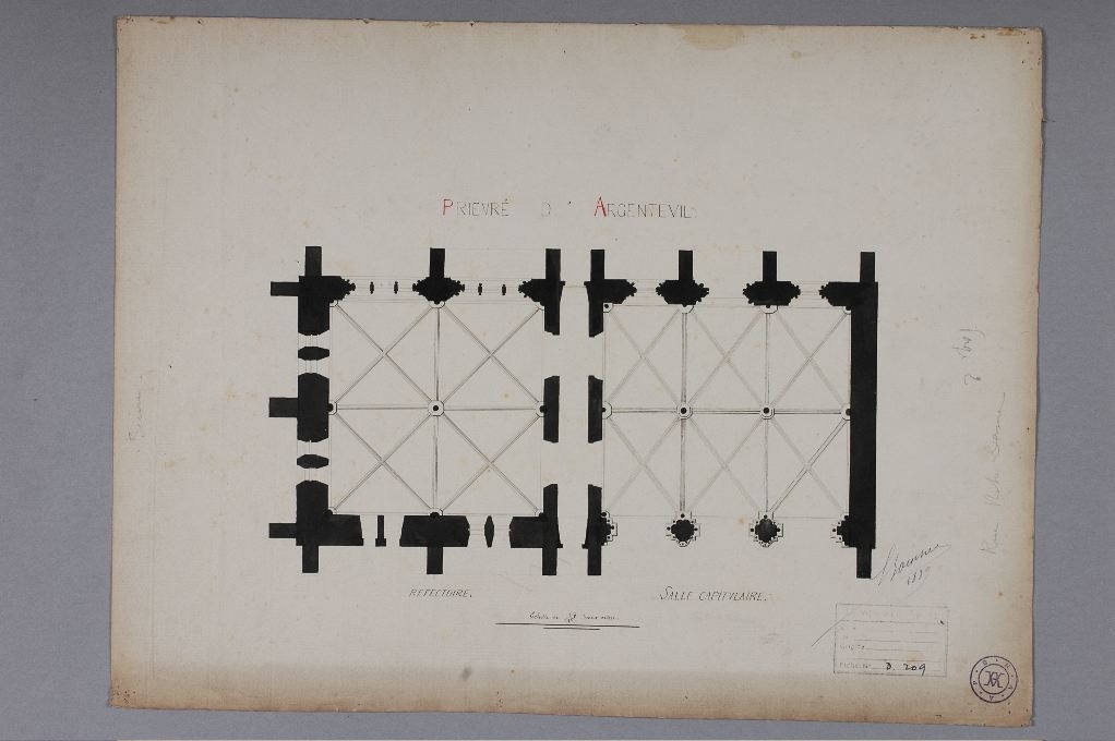 Plan du réfectoire et de la salle capitulaire du Prieuré