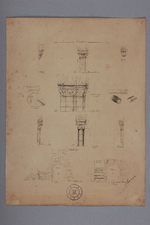 Détail des piliers et colonnes des caves de la rue de Traverse