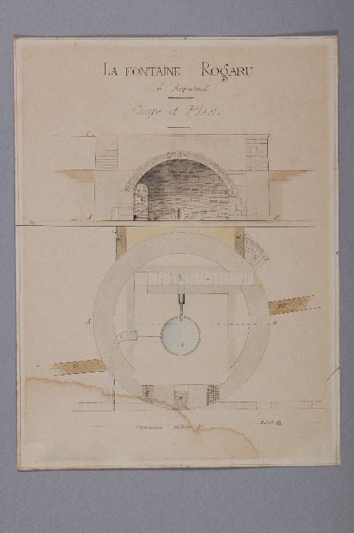 La fontaine Rogaru (coupe et plan)