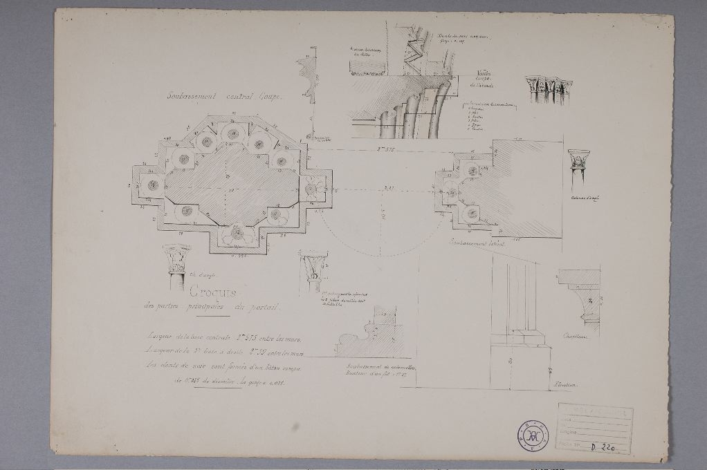 Croquis des parties principales du Portail de la salle capitulaire du Prieuré