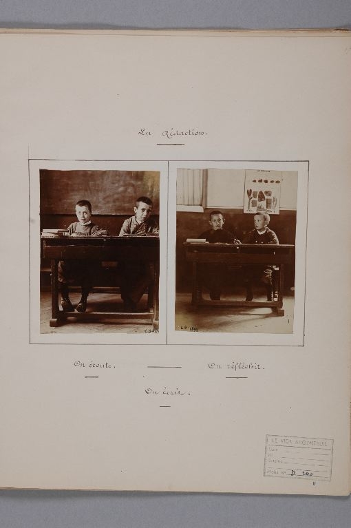 2 photos : La rédaction en classe