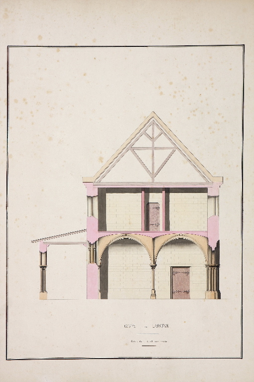 Coupe du bâtiment de la salle capitulaire et du dortoir