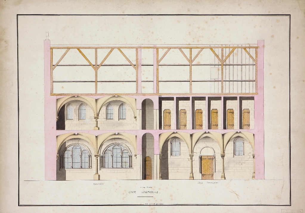 Coupe du bâtiment de la salle capitulaire et du réfectoire