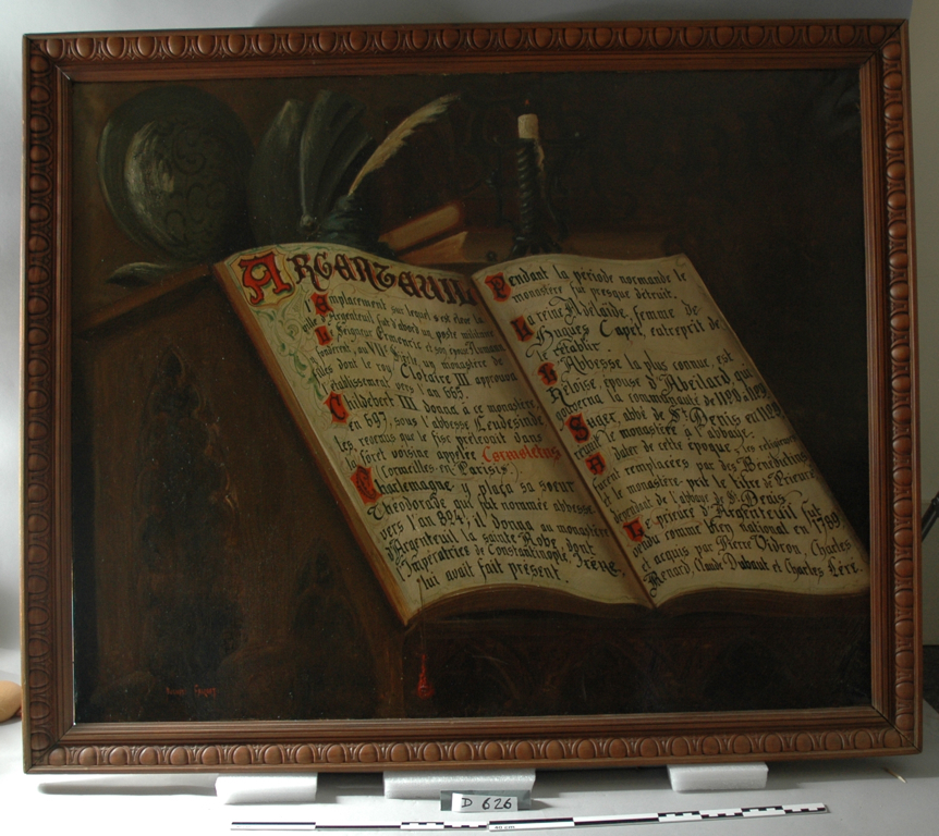 L’Histoire d’Argenteuil (inscrite sur un livre ouvert)