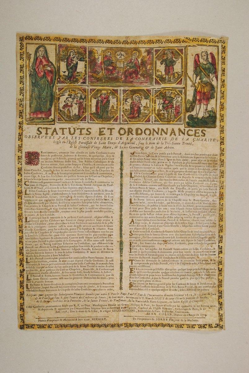 Statuts et ordonnances de la confrérie de la Charité