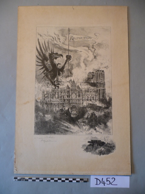 Incendie cathédrale de Reims en 1914-18