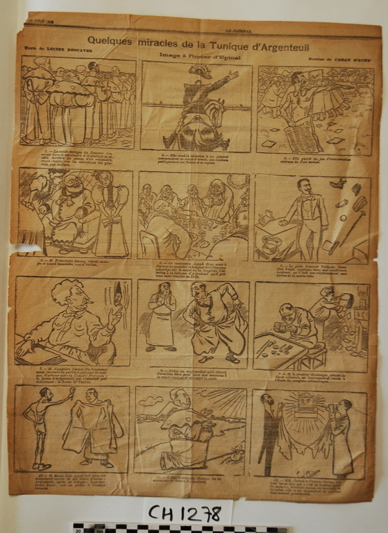 Feuille du journal “Le Journal”, 18 juin 1894 Dessins humoristiques : “Quelques miracles de la Tunique d’Argenteuil”
