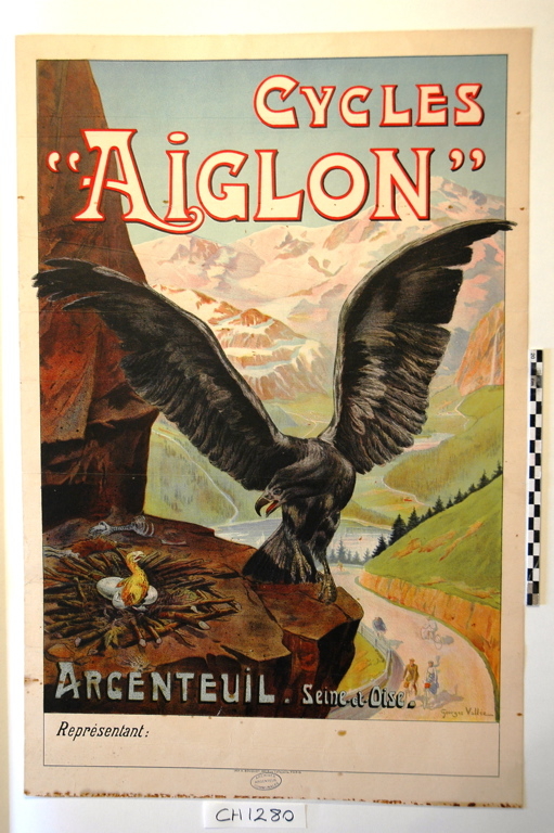 Affiche publicitaire : cycles “l’Aiglon”, à Argenteuil