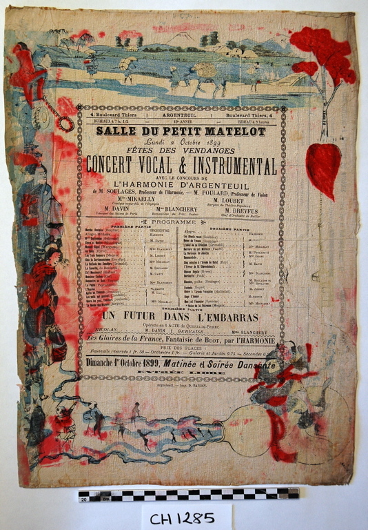 affiche salle du petit matelot ; concert du 1er octobre 1899