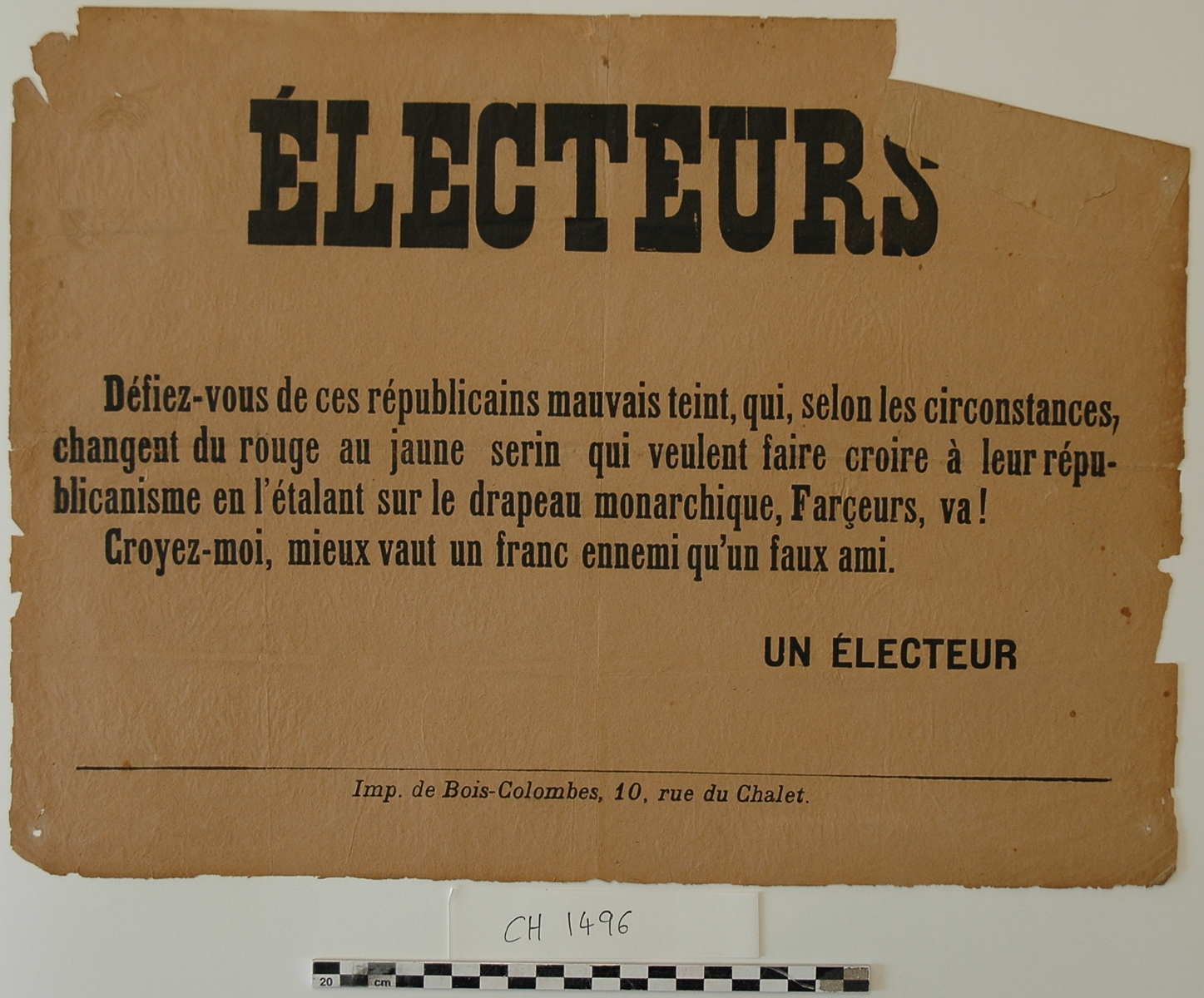 affiche électorale signée “un électeur”