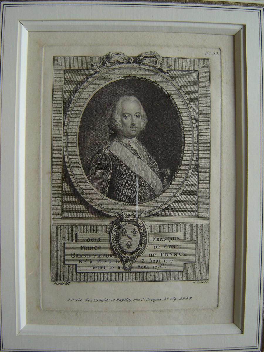 Louis François, Prince de Conty Grand Prieur de France née à Paris, le 13 août 1717, mort le 2 août 1776
