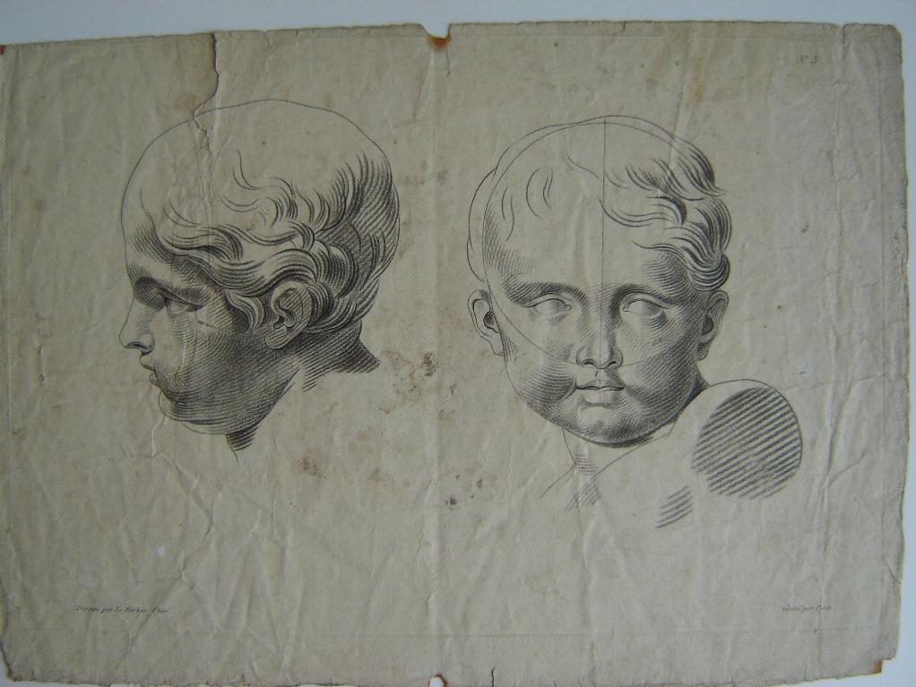 Etude de tête d'enfant, face et profil (recto verso)