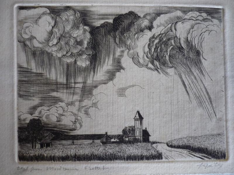 Paysage avec église sous l'orage (factice)