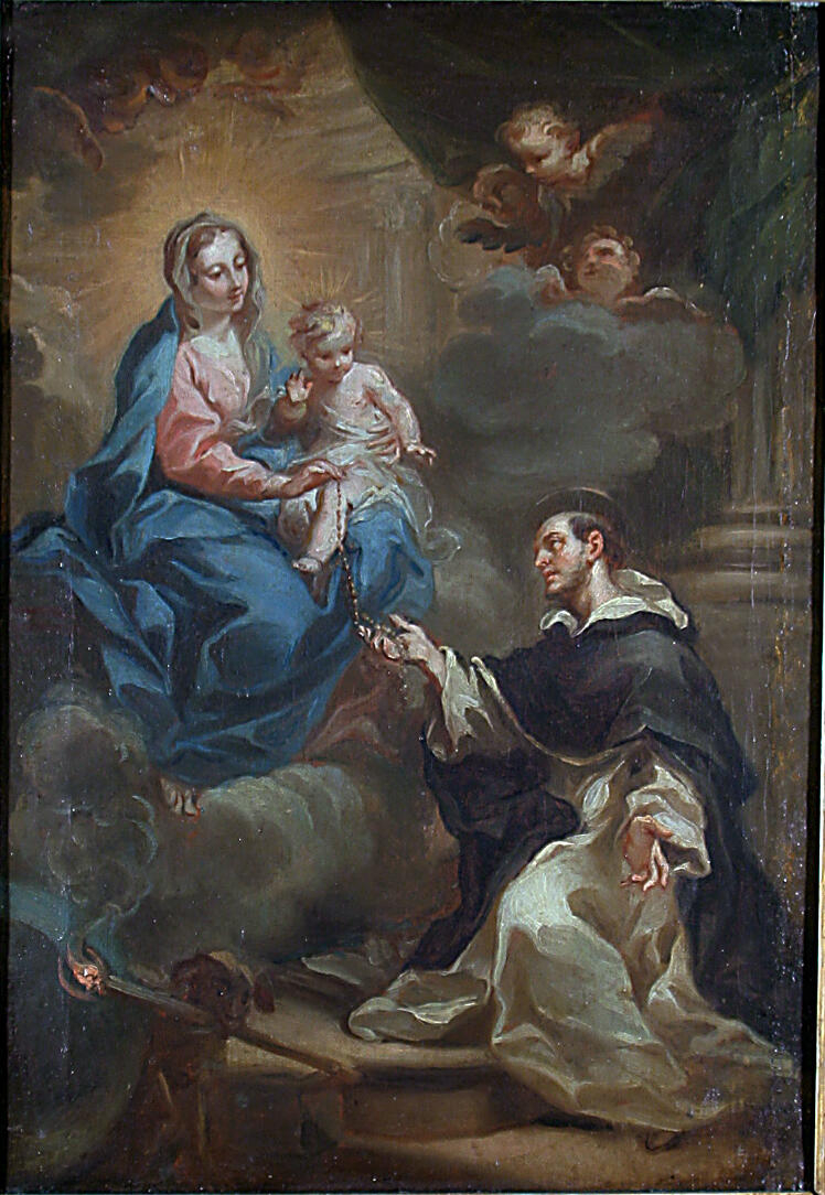 La Vierge remettant le rosaire à Saint Dominique
