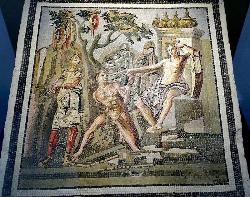 Emblema de mosaïque : Apollon et Marsyas
