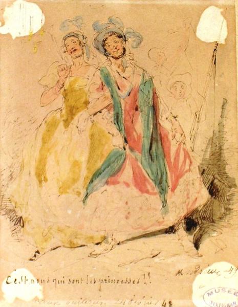 Deux hommes en habit de dames