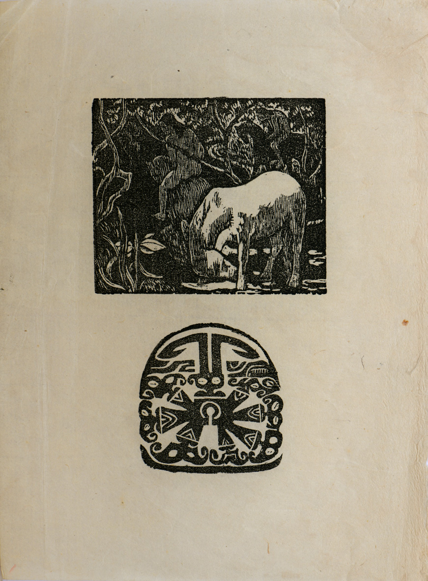 tirage d'après les bois gravés de Noa-Noa pages 3 et 2 (élément d'ensemble)